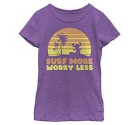 Disney Lilo & Stitch Surf More Worry Less Girl's Heather Crew Thé Purple Berry, XS, Purple Berry, XS