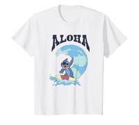 Disney Lilo & Stitch Surfer Aloha Big Wave Portrait T-Shirt, Enfant, Blanc, 2 ans