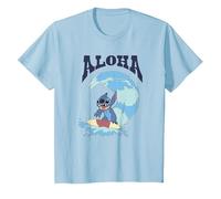 Disney Lilo & Stitch Surfer Aloha Big Wave Portrait T-Shirt, Enfant, Bleu Céleste, 8 ans