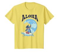 Disney Lilo & Stitch Surfer Aloha Big Wave Portrait T-Shirt, Enfant, Citron, 12 ans