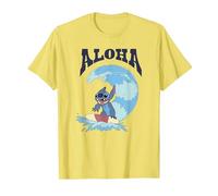 Disney Lilo & Stitch Surfer Aloha Big Wave Portrait T-Shirt, Homme, Citron, 3XL