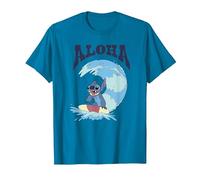 Disney Lilo & Stitch Surfer Aloha Big Wave Portrait T-Shirt, Homme, Saphir, 3XL