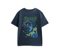 Disney Lilo & Stitch T-shirt bleu marine pour garçon | T-shirt graphique Stitch 626 à manches courtes | Vêtements classiques de dessin animé | Haut décontracté pour enfants, bleu marine, 9-10 ans