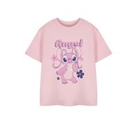 Disney Lilo & Stitch T-Shirt Rose à Manches Courtes Filles | Tee-Shirt Graphique Angel pour Enfants | Haut de Personnage de Point Mignon