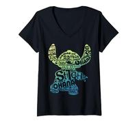 Disney Lilo & Stitch Text Fill Stitch Silhouette T-Shirt avec Col en V