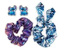 DISNEY Lilo & Stitch VE700427L Ensemble chouchou et boucles d'oreilles à tige Bleu, 4 Piece Set, Tissu, Sans pierre précieuse