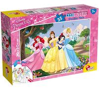 Disney Lisciani, Maxi Puzzle pour enfants à partir de 3 ans, 35 pièces, 2 en 1 Double Face Recto / Verso avec le dos à colorier - Disney Princesses 66704