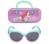 Disney Little Mermaid Lunettes de soleil pour filles avec étui assorti Protection UV pour enfants de 3 ans Coffret cadeau, Paillettes rose sarcelle
