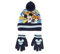 Disney Lot Bonnet et Gants Kit, Bleu, Taille Unique Unisex Kids