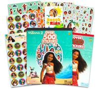 Disney Lot d'autocollants pour enfants - Ensemble de fournitures de fête Vaiana avec plus de 800 autocollants Vaiana pour filles - Sacs à friandises pour fête d'anniversaire | Lot varié en vrac pour