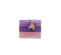 DISNEY - Lot de 15 Élastiques Fantaisie Épais et Pailletés - Comprend 1 Charm RAIPONCE ou ARIEL - Personnage Aléatoire - Produit Officiel Disney