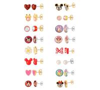 Disney Lot de 16 paires de boucles d'oreilles à tige Mickey, Minnie Mouse et ses amis - Licence officielle Disney