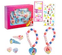 Disney Lot de 2 accessoires Princesse BFF - Ensemble de 12 accessoires Best Friends avec clips, bracelets d'amitié, bagues et autocollants | Bijoux Princesse Disney