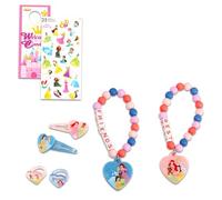 Disney Lot de 2 accessoires Princesse BFF - Ensemble de 12 accessoires Best Friends avec clips, bracelets d'amitié, bagues et autocollants | Bijoux Princesse Disney