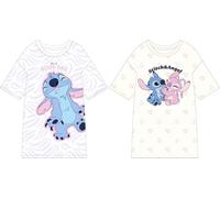 Disney Lot de 2 chemises de nuit à manches courtes pour femme Motif Minnie Mouse Nights étoilées et Lilo & Stitch Angel Tailles S M L XL, Stitch, L