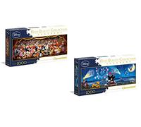 Disney Lot de 2 puzzles panoramiques Mickey et Minnie Mouse de 1000 pièces, chacun 98 x 33 cm