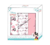 Disney Lot de 3 carrés gaze mousseline en coton nouveau-né Minnie et Mickey art. 1999 (rose)