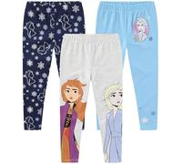 Disney Lot de 3 leggings Elsa et Anna La Reine des Neiges pour filles, Bleu/gris/bleu marine, 6