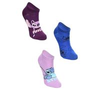 Disney Lot de 3 Paires de Socquettes Femme en Coton, Collection Lilo & Stitch, Motifs Angel et Stitch, Tailles 36-41 (FR/ES, Numérique, 39, 41, Taille normale, Taille normale, Violet)