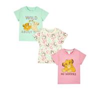 Disney Lot de 3 t-shirts à manches courtes Le Roi Lion pour filles, produit officiel du Roi Lion, Multicolore, 6-7 ans