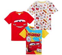 Disney Lot de 3 t-Shirts Cars pour garçons - Haut habillé Lightning McQueen - T-Shirts d'été Courts