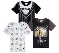 Disney Lot de 3 t-shirts pour enfants L'Étrange Noël de Monsieur Jack, multicolore, 9-10 ans