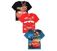 Disney Lot de 3 T-shirts pour garçons, Cars, Multipack pour enfants, Multicolore, 3-4 ans