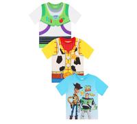 Disney Lot de 3 t-shirts Toy Story Woody Buzz l'Éclair pour enfants, Multicolore, 5-6 ans