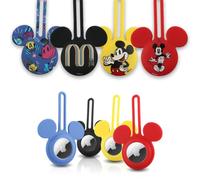 Disney Lot de 4 étuis en silicone pour Airtag avec oreilles de Mickey Mouse - 4 porte-clés Airtag inclus - Boucle Airtag Mickey Mouse avec 4 designs - Accessoires porte-clés pour Apple Airtag - Lot de