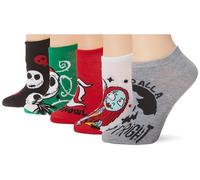 Disney Lot de 5 paires de chaussettes invisibles pour femme L'Étrange Noël de Monsieur Jack, Vert assorti, 9-11