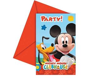 Disney Lot de 6 Cartes d'invitation Mickey Mouse Club House avec enveloppes 47103 Multicolore