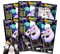 Disney Lot de 6 livres de coloriage méchants - Lot de 6 livres d'activités d'anniversaire avec Ursula, Maléfique, Cruella de Vil, plus de tatouages | Disney Villain Party Favors pour enfants