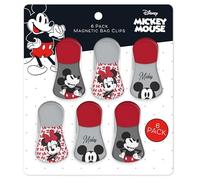 Disney Lot de 6 Pinces magnétiques pour sachets Alimentaires Mickey, Minnie, Lilo & Stitch, Winnie l'ourson - Pinces hermétiques durables pour Garde-Manger et réfrigérateur