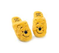 Disney l'ourson Pantoufles pour femmes | Mules d'intérieur en fourrure Winnie the Pooh pour femme (Jaune) | Chaussures de maison à enfiler avec visage de personnage brodé pour adultes et adolescents