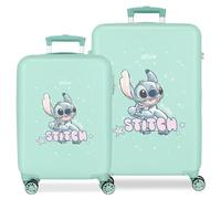 Disney Lovely Stitch Ensemble de valises Bleues 55/65 cm Rigide 5,6 kg Fermeture à Combinaison latérale ABS 5,6 kg 91L Bagage à Main, Bleu, Talla única, Jeu de valises