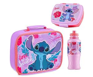 Disney Lunch Box Enfant Ensemble 3 Pcs Sac Isotherme Repas Enfant Boite à Gouter et Gourde Stitch Dejeuner Gouter Pique Nique Accessoires Stitch Officiels Idée Cadeau Rentrée