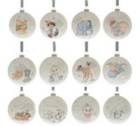 Disney Magical Beginnings - Lot de 12 boules - Ourson, Tigrou, Porcinet et Bourriquet, Bambi, Pinochio, Dumbo et Marie - Produit sous licence officielle - Décoration de Noël pour sapin de Noël.