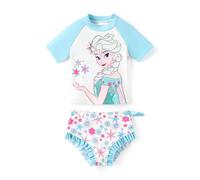 Disney Maillot de Bain 2 pièces Motif Princesse La Reine des Neiges Elsa Minnie pour Petite Fille Tankini d'été, La Reine des Neiges Elsa Turquoise, 6-7 Ans