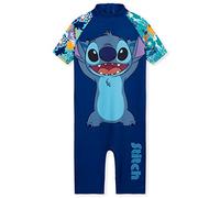 Disney Maillot de Bain Fille, 1 Pièce Combinaison Natation Maillot de Bain (Bleu Foncé Stitch, 4-5 Ans)