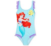 Disney Maillot de Bain Fille, 1 Pièce Maillots de Bain Fille à Volant Ensemble (Bleu Ariel, 7-8 Ans)