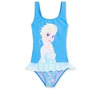 Disney Maillot de Bain Fille, 1 Pièce Maillots de Bain Fille à Volant Ensemble (Bleu Elsa, 7-8 Ans)