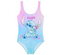 Disney Maillot de Bain Fille, 1 Pièce Maillots de Bain Fille à Volant Ensemble (Rose/Bleu Stitch, 9-10 Ans)