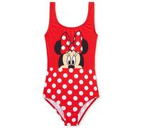 Disney Maillot de Bain Fille, 1 Pièce Maillots de Bain Fille à Volant Ensemble (Rouge Minnie, 4-5 Ans)