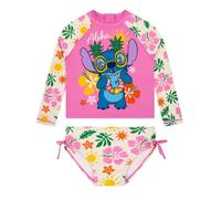 Disney Maillot de Bain Filles Lilo et Stitch, Maillot De Bain Piscine 2 Pièces Lilo à Manches Longues avec Arcs, Stitch Vetement Fille 6-7 Ans