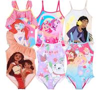 Disney Maillot de bain pour fille Ariel et Vaiana, maillot de bain une pièce pour fille Princesses 3-8 ans, maillot de bain pour la mer, la piscine, licence officielle, tissu élastique, 6 ans