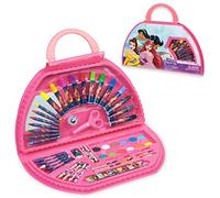 Disney Malette Dessin Fille 50 Pcs Malette Feutre et Crayon de Couleur Enfant Coffret Coloriage Princesse Stitch (Rose)