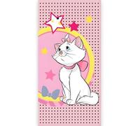 Disney Marie Les Aristochats Serviette de Plage & de Bain 70x140 cm, 100% Coton | Serviette Enfant Douce & Absorbante Idéale pour le Bain, la Plage & la Piscine | Rose Adorable avec Chaton Marie