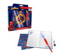 Disney Marvel Spider-Man Ensemble de Papeterie Comprenant Un Journal Intime, Stylo, Autocollants et Cadenas avec Clés, Ensemble de Papeterie Cadeau pour Enfants