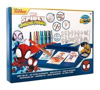 Disney - Marvel - Spidey - Spray Pen Set Deluxe (SP22368) - Kit de Stylos Pulvérisateurs pour Colorier et Dessiner - 12 Stylos et 16 Pochoirs pour Créer des Couleurs et des Dessins Uniques