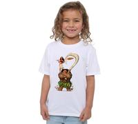 mandarin creative ltd Maui Moana Stacked Girls T Shirt, Blanc, 5-6 Ans Fille